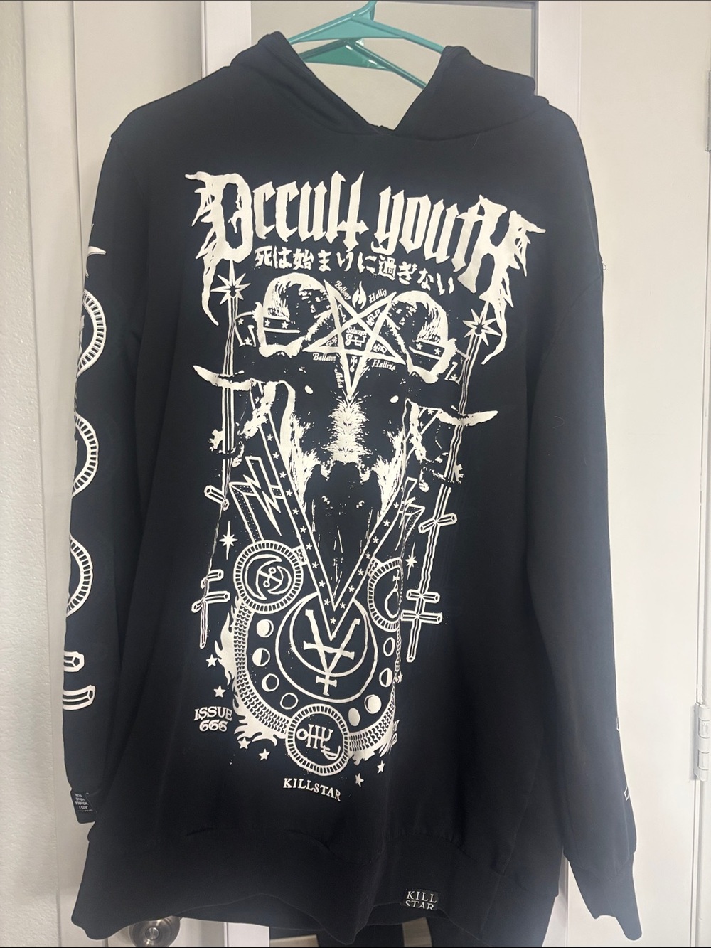 Killstar Black & White Occult Graphic Pullover Hoodie